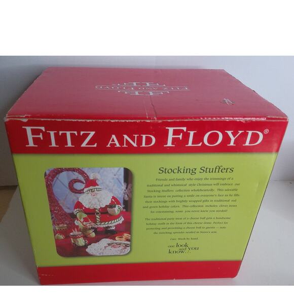 Fitz And Floyd Stocking Stuffers Santa Cheese Dome With Spreaders New - Picture 6 of 6